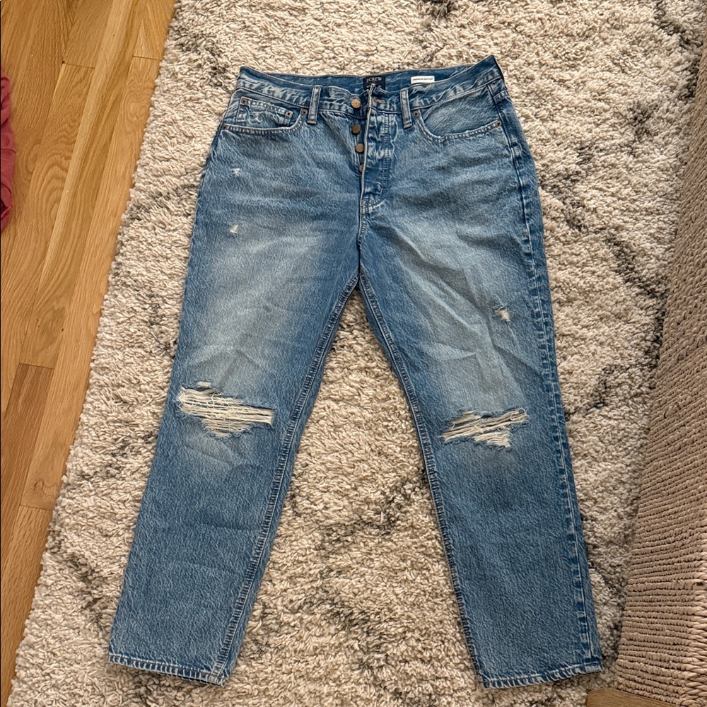 J. Crew Light Blue Distressed Boyfriend Jeans